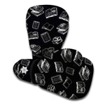 Black And White Books Pattern Print Boxing Gloves