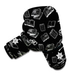 Black And White Books Pattern Print Boxing Gloves