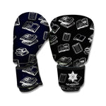 Black And White Books Pattern Print Boxing Gloves