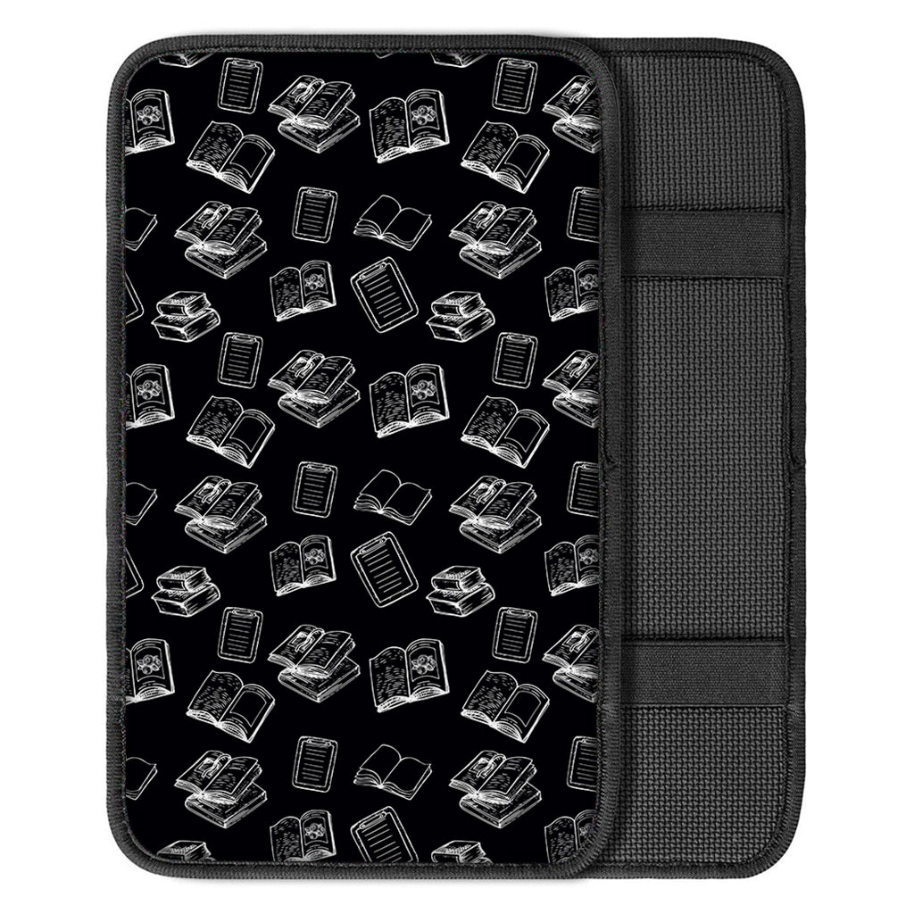 Black And White Books Pattern Print Car Center Console Cover
