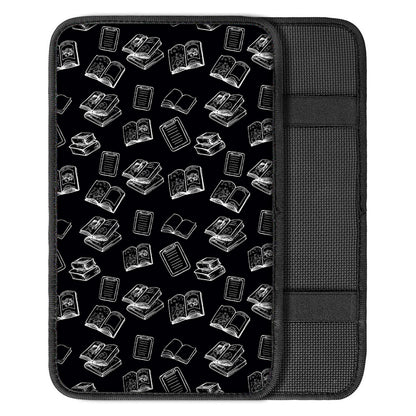 Black And White Books Pattern Print Car Center Console Cover