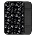 Black And White Books Pattern Print Car Center Console Cover