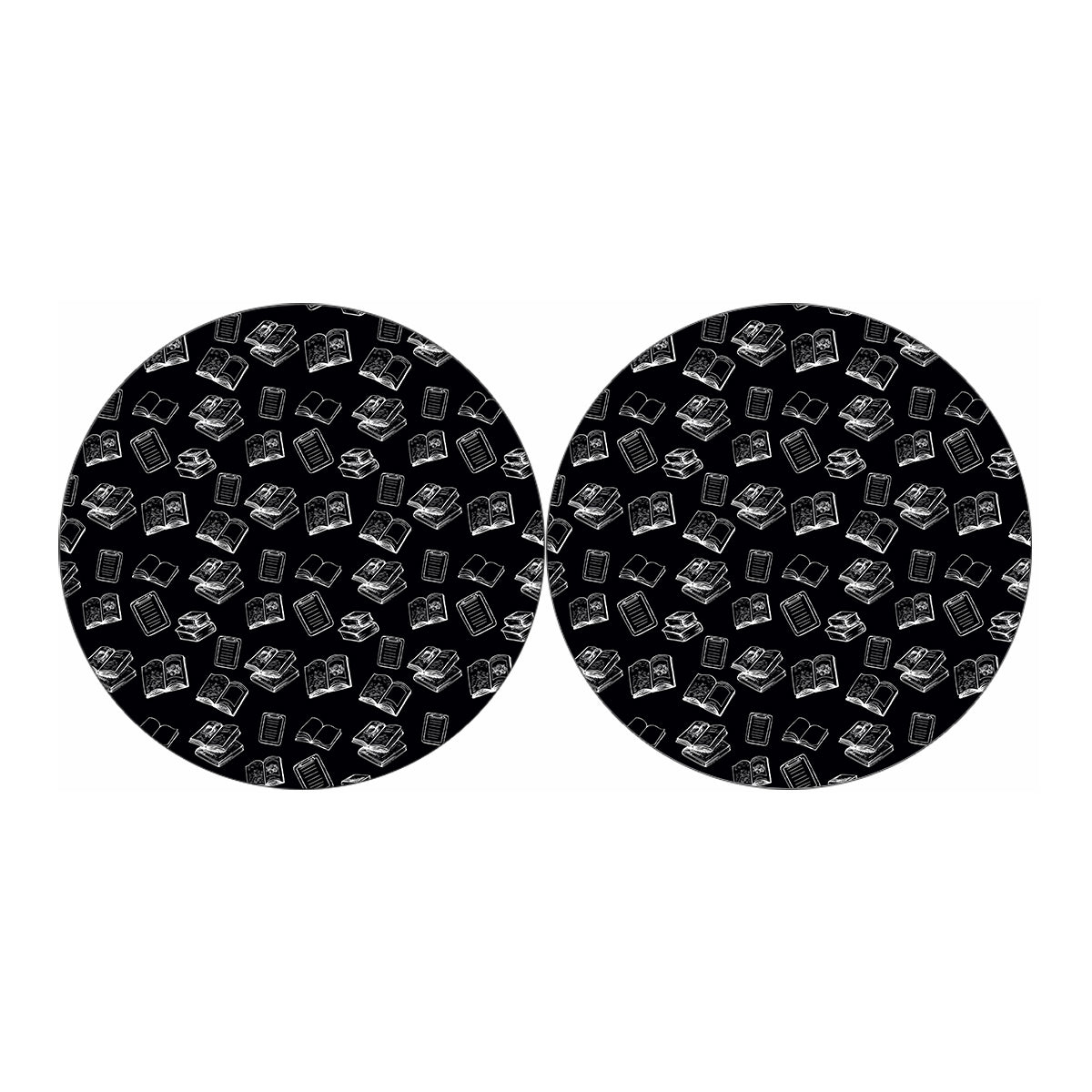 Black And White Books Pattern Print Car Coasters