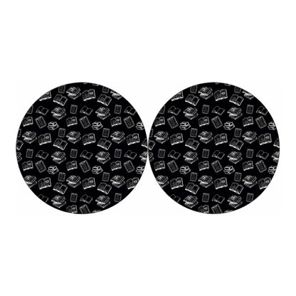 Black And White Books Pattern Print Car Coasters