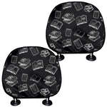 Black And White Books Pattern Print Car Headrest Covers