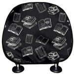 Black And White Books Pattern Print Car Headrest Covers