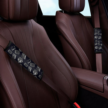 Black And White Books Pattern Print Car Seat Belt Covers