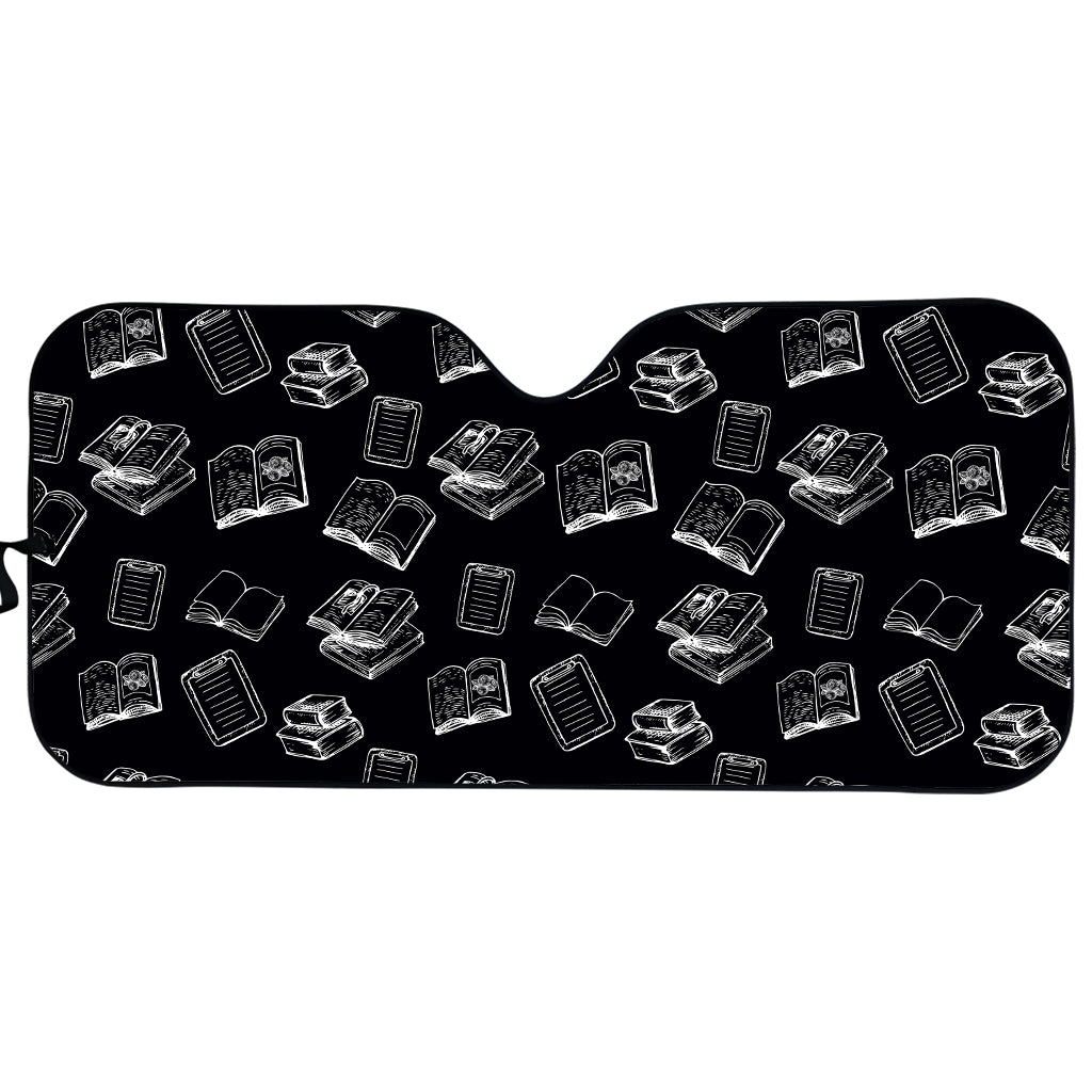 Black And White Books Pattern Print Car Sun Shade