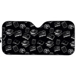 Black And White Books Pattern Print Car Sun Shade