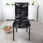 Black And White Books Pattern Print Dining Chair Slipcover