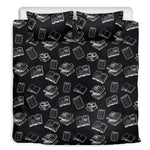 Black And White Books Pattern Print Duvet Cover Bedding Set