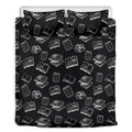 Black And White Books Pattern Print Duvet Cover Bedding Set