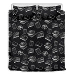 Black And White Books Pattern Print Duvet Cover Bedding Set