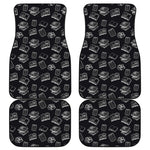 Black And White Books Pattern Print Front and Back Car Floor Mats