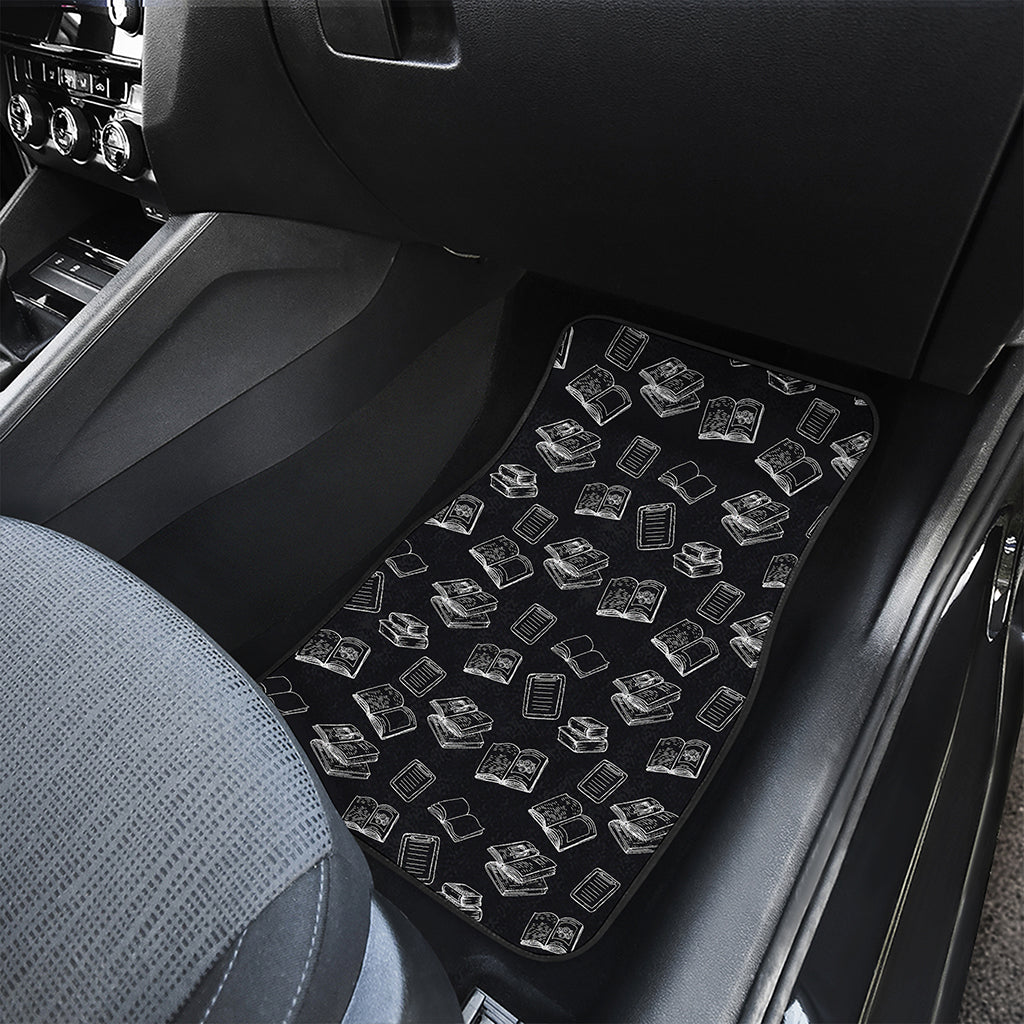 Black And White Books Pattern Print Front Car Floor Mats