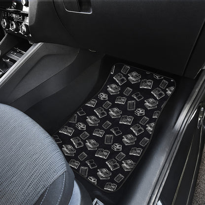 Black And White Books Pattern Print Front Car Floor Mats