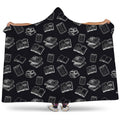 Black And White Books Pattern Print Hooded Blanket