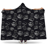 Black And White Books Pattern Print Hooded Blanket