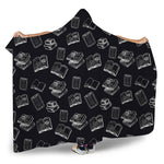 Black And White Books Pattern Print Hooded Blanket
