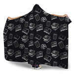 Black And White Books Pattern Print Hooded Blanket