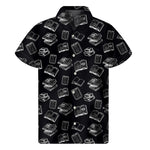 Black And White Books Pattern Print Men's Short Sleeve Shirt