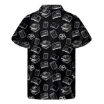 Black And White Books Pattern Print Men's Short Sleeve Shirt