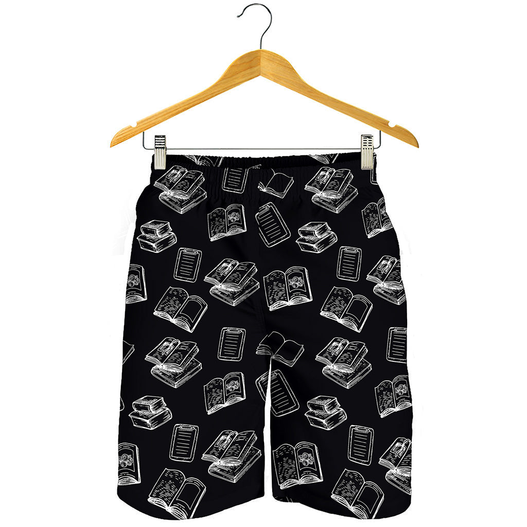 Black And White Books Pattern Print Men's Shorts