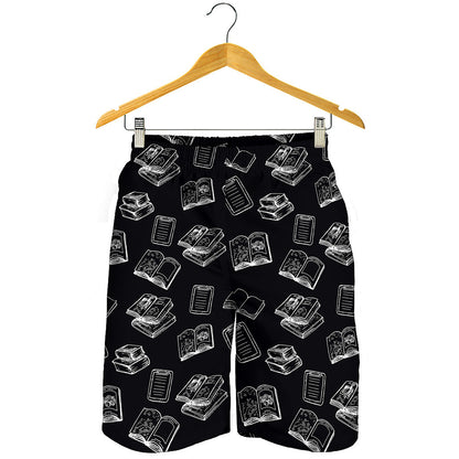 Black And White Books Pattern Print Men's Shorts