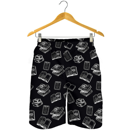 Black And White Books Pattern Print Men's Shorts
