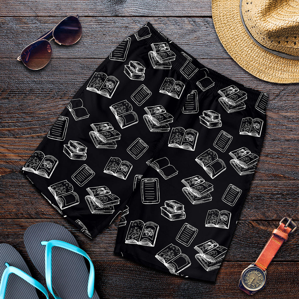 Black And White Books Pattern Print Men's Shorts