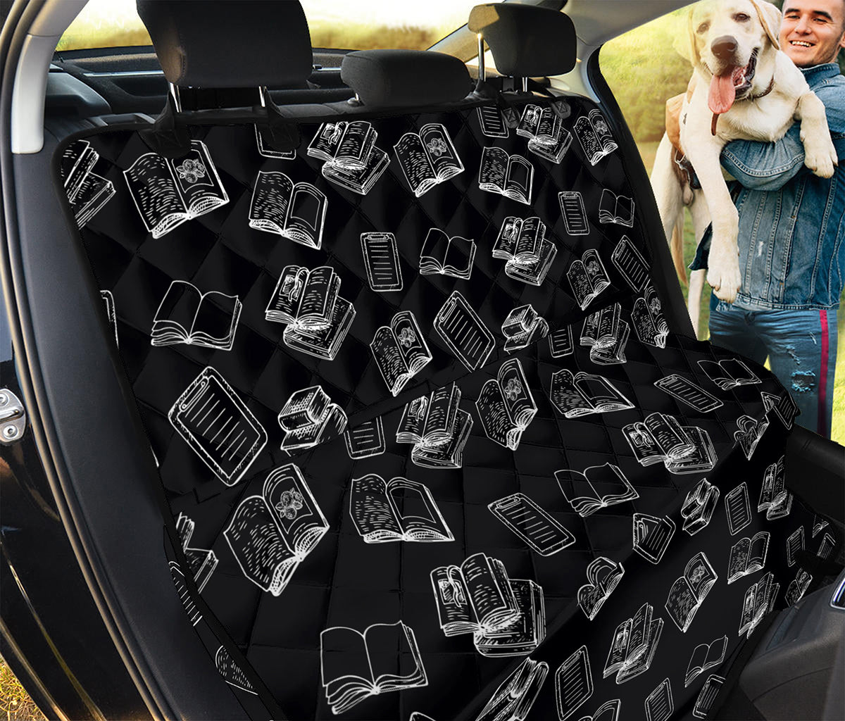 Black And White Books Pattern Print Pet Car Back Seat Cover