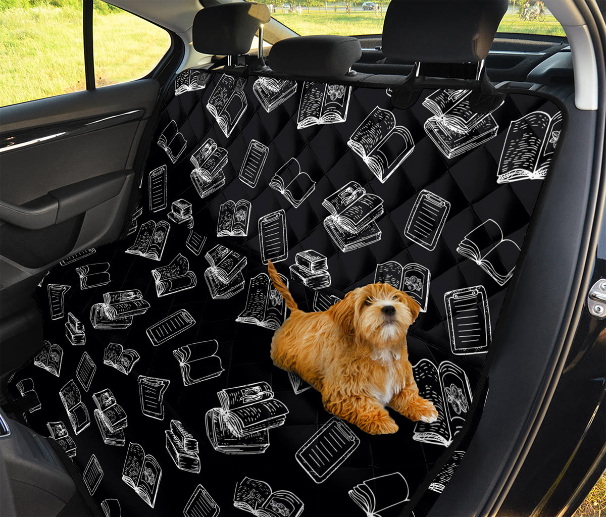 Black And White Books Pattern Print Pet Car Back Seat Cover