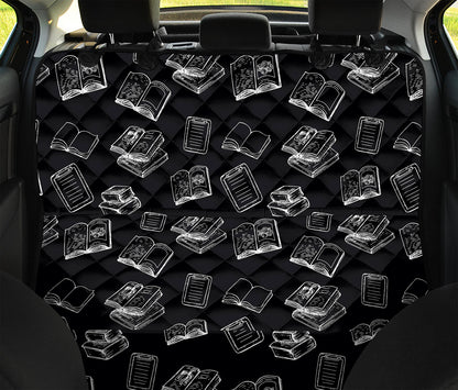 Black And White Books Pattern Print Pet Car Back Seat Cover