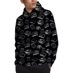 Black And White Books Pattern Print Pullover Hoodie