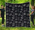 Black And White Books Pattern Print Quilt