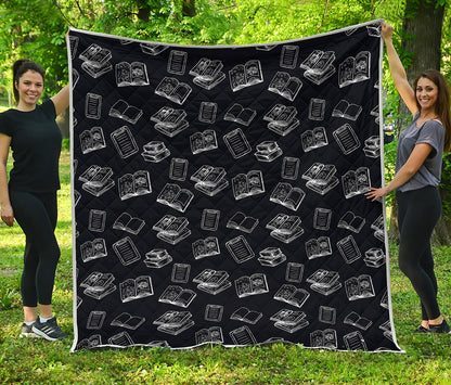 Black And White Books Pattern Print Quilt