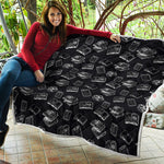 Black And White Books Pattern Print Quilt