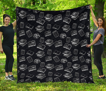 Black And White Books Pattern Print Quilt