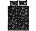 Black And White Books Pattern Print Quilt Bed Set
