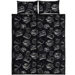 Black And White Books Pattern Print Quilt Bed Set