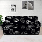 Black And White Books Pattern Print Sofa Cover