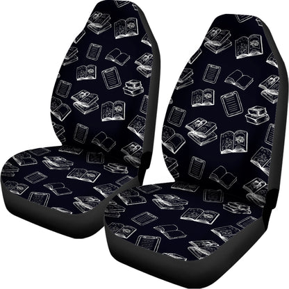 Black And White Books Pattern Print Universal Fit Car Seat Covers