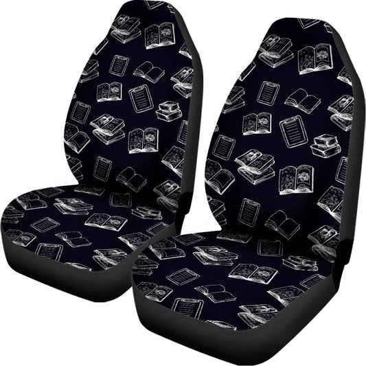 Black And White Books Pattern Print Universal Fit Car Seat Covers