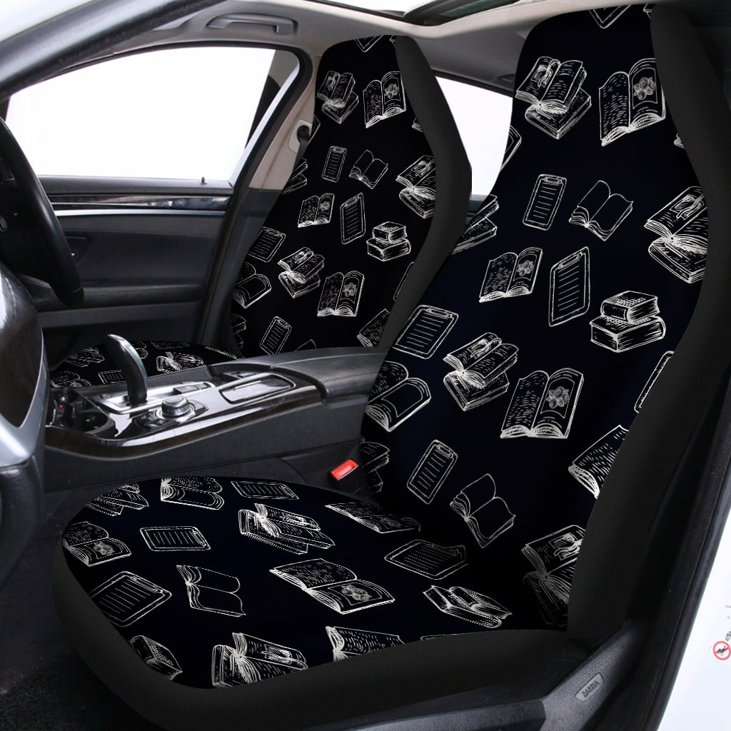 Black And White Books Pattern Print Universal Fit Car Seat Covers