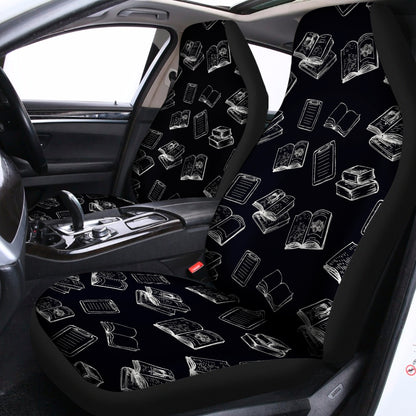 Black And White Books Pattern Print Universal Fit Car Seat Covers