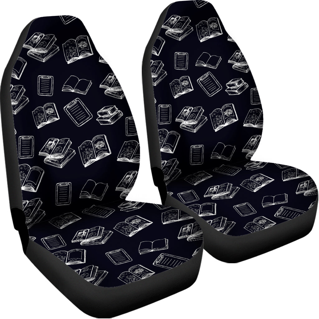 Black And White Books Pattern Print Universal Fit Car Seat Covers