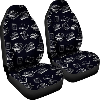 Black And White Books Pattern Print Universal Fit Car Seat Covers