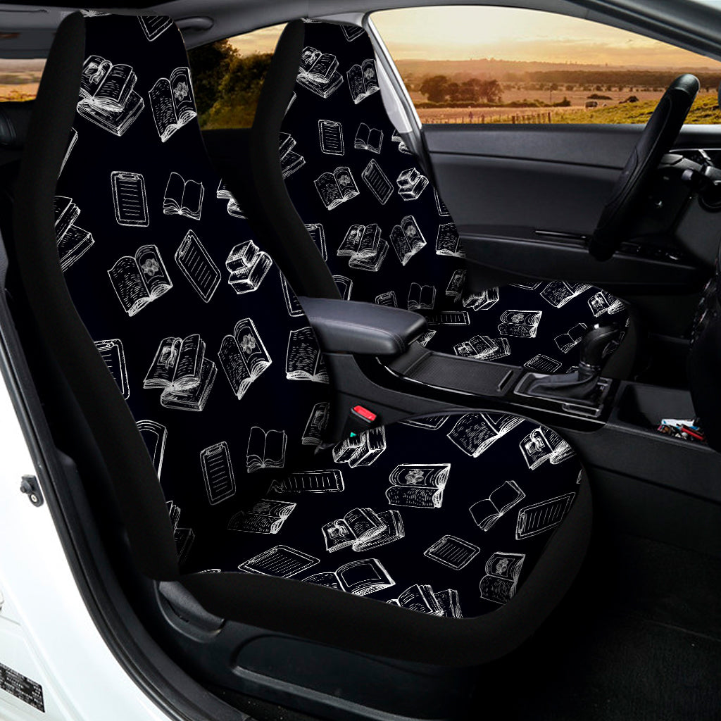 Black And White Books Pattern Print Universal Fit Car Seat Covers