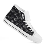 Black And White Books Pattern Print White High Top Shoes