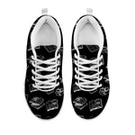 Black And White Books Pattern Print White Sneakers